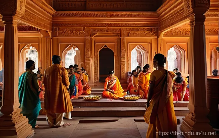 힌두교와 영국 식민지 시대 - **Prompt:** A detailed, wide-angle shot set in 19th-century colonial India. A group of British offic...