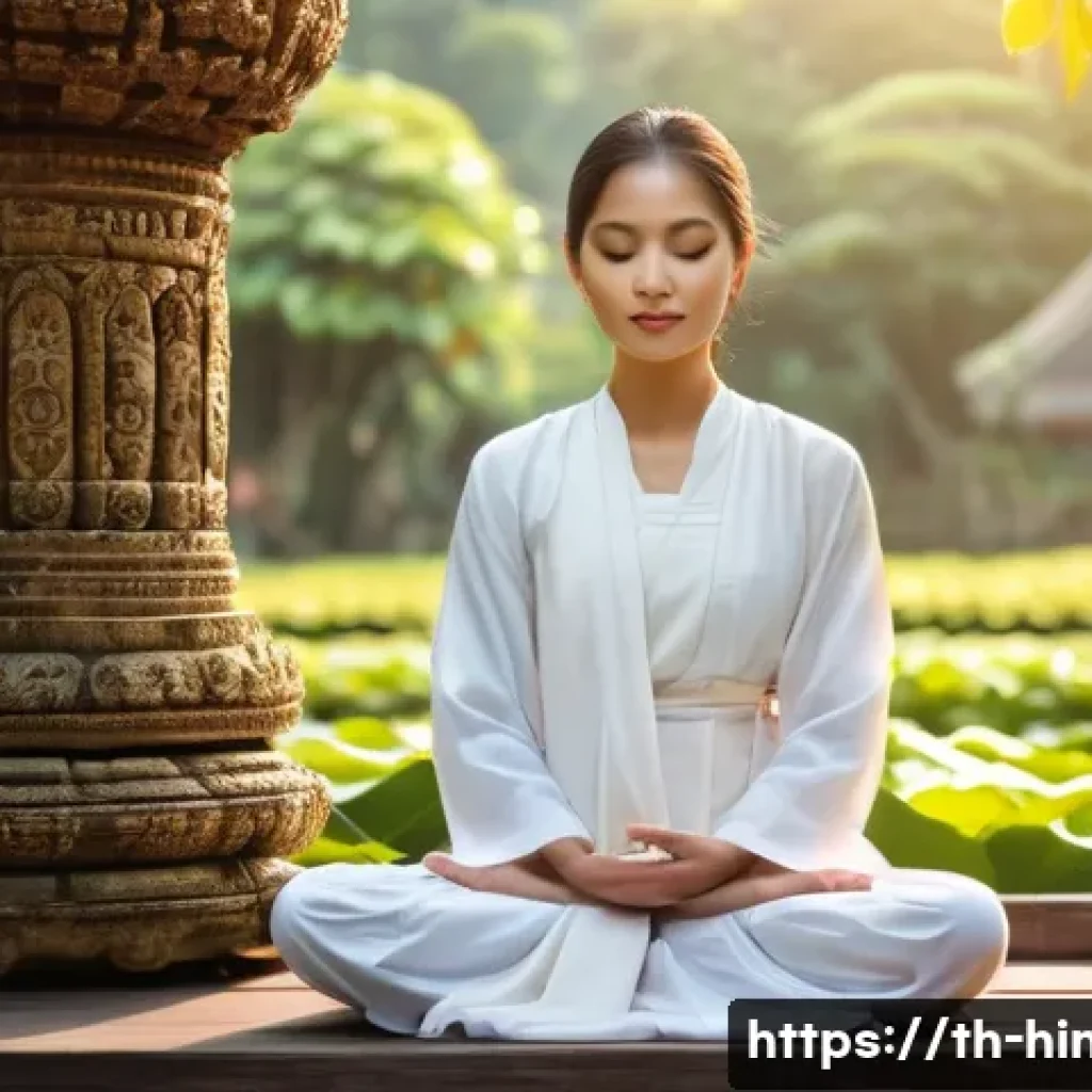 힌두교와 영적 지도자 - **Prompt 1: Inner Radiance in a Tranquil Thai Garden** A serene young woman (20-30s, Asian/Thai ...